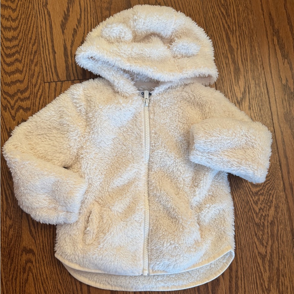 Old Navy Cozy Cream Fuzzy Hooded Jacket